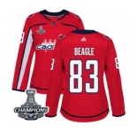 Women Adidas Washington Capitals #83 Jay Beagle Authentic Red Home 2018 Stanley Cup Final Champions NHL Jersey