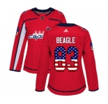 Women Adidas Washington Capitals #83 Jay Beagle Authentic Red USA Flag Fashion NHL Jersey
