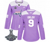 Women Adidas Washington Capitals #9 Dmitry Orlov Authentic Purple Fights Cancer Practice 2018 Stanley Cup Final Champions NHL Jersey