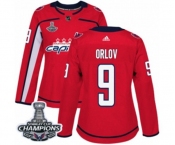 Women Adidas Washington Capitals #9 Dmitry Orlov Authentic Red Home 2018 Stanley Cup Final Champions NHL Jersey
