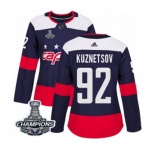 Women Adidas Washington Capitals #92 Evgeny Kuznetsov Authentic Navy Blue 2018 Stadium Series 2018 Stanley Cup Final Champions NHL Jersey