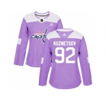 Women Adidas Washington Capitals #92 Evgeny Kuznetsov Purple Authentic Fights Cancer Stitched NHL Jersey