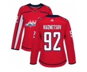 Women Adidas Washington Capitals #92 Evgeny Kuznetsov Red Home Authentic Stitched NHL Jersey