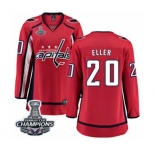 Women Washington Capitals #20 Lars Eller Fanatics Branded Red Home Breakaway 2018 Stanley Cup Final Champions NHL Jersey