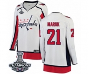 Women Washington Capitals #21 Dennis Maruk Fanatics Branded White Away Breakaway 2018 Stanley Cup Final Champions NHL Jersey