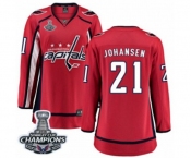 Women Washington Capitals #21 Lucas Johansen Fanatics Branded Red Home Breakaway 2018 Stanley Cup Final Champions NHL Jersey