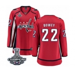 Women Washington Capitals #22 Madison Bowey Fanatics Branded Red Home Breakaway 2018 Stanley Cup Final Champions NHL Jersey