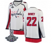 Women Washington Capitals #22 Madison Bowey Fanatics Branded White Away Breakaway 2018 Stanley Cup Final Champions NHL Jersey
