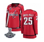Women Washington Capitals #25 Devante Smith-Pelly Fanatics Branded Red Home Breakaway 2018 Stanley Cup Final Champions NHL Jersey