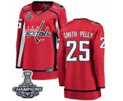Women Washington Capitals #25 Devante Smith-Pelly Fanatics Branded Red Home Breakaway 2018 Stanley Cup Final Champions NHL Jersey