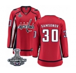 Women Washington Capitals #30 Ilya Samsonov Fanatics Branded Red Home Breakaway 2018 Stanley Cup Final Champions NHL Jersey