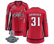 Women Washington Capitals #31 Philipp Grubauer Fanatics Branded Red Home Breakaway 2018 Stanley Cup Final Champions NHL Jersey
