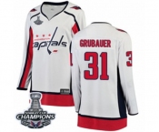 Women Washington Capitals #31 Philipp Grubauer Fanatics Branded White Away Breakaway 2018 Stanley Cup Final Champions NHL Jersey