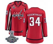 Women Washington Capitals #34 Jonas Siegenthaler Fanatics Branded Red Home Breakaway 2018 Stanley Cup Final Champions NHL Jersey