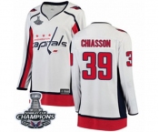 Women Washington Capitals #39 Alex Chiasson Fanatics Branded White Away Breakaway 2018 Stanley Cup Final Champions NHL Jersey
