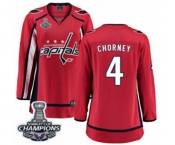 Women Washington Capitals #4 Taylor Chorney Fanatics Branded Red Home Breakaway 2018 Stanley Cup Final Champions NHL Jersey