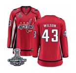 Women Washington Capitals #43 Tom Wilson Fanatics Branded Red Home Breakaway 2018 Stanley Cup Final Champions NHL Jersey
