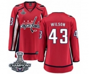 Women Washington Capitals #43 Tom Wilson Fanatics Branded Red Home Breakaway 2018 Stanley Cup Final Champions NHL Jersey