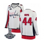 Women Washington Capitals #44 Brooks Orpik Fanatics Branded White Away Breakaway 2018 Stanley Cup Final Champions NHL Jersey