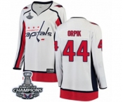 Women Washington Capitals #44 Brooks Orpik Fanatics Branded White Away Breakaway 2018 Stanley Cup Final Champions NHL Jersey
