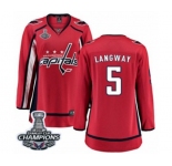 Women Washington Capitals #5 Rod Langway Fanatics Branded Red Home Breakaway 2018 Stanley Cup Final Champions NHL Jersey