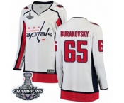 Women Washington Capitals #65 Andre Burakovsky Fanatics Branded White Away Breakaway 2018 Stanley Cup Final Champions NHL Jersey