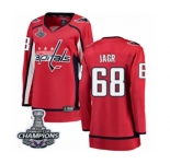 Women Washington Capitals #68 Jaromir Jagr Fanatics Branded Red Home Breakaway 2018 Stanley Cup Final Champions NHL Jersey