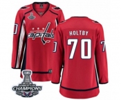 Women Washington Capitals #70 Braden Holtby Fanatics Branded Red Home Breakaway 2018 Stanley Cup Final Champions NHL Jersey