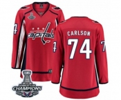 Women Washington Capitals #74 John Carlson Fanatics Branded Red Home Breakaway 2018 Stanley Cup Final Champions NHL Jersey