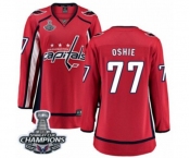 Women Washington Capitals #77 T.J. Oshie Fanatics Branded Red Home Breakaway 2018 Stanley Cup Final Champions NHL Jersey