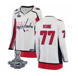 Women Washington Capitals #77 T.J. Oshie Fanatics Branded White Away Breakaway 2018 Stanley Cup Final Champions NHL Jersey
