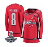 Women Washington Capitals #8 Alex Ovechkin Fanatics Branded Red Home Breakaway 2018 Stanley Cup Final Champions NHL Jersey