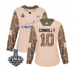 Women's Adidas Washington Capitals #10 Brett Connolly Authentic Camo Veterans Day Practice 2018 Stanley Cup Final NHL Jersey