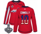 Women's Adidas Washington Capitals #10 Brett Connolly Authentic Red USA Flag Fashion 2018 Stanley Cup Final NHL Jersey