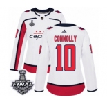 Women's Adidas Washington Capitals #10 Brett Connolly Authentic White Away 2018 Stanley Cup Final NHL Jersey