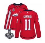 Women's Adidas Washington Capitals #11 Mike Gartner Authentic Red Home 2018 Stanley Cup Final NHL Jersey
