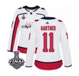 Women's Adidas Washington Capitals #11 Mike Gartner Authentic White Away 2018 Stanley Cup Final NHL Jersey