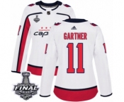 Women's Adidas Washington Capitals #11 Mike Gartner Authentic White Away 2018 Stanley Cup Final NHL Jersey