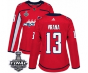 Women's Adidas Washington Capitals #13 Jakub Vrana Authentic Red Home 2018 Stanley Cup Final NHL Jersey