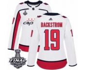 Women's Adidas Washington Capitals #19 Nicklas Backstrom Authentic White Away 2018 Stanley Cup Final NHL Jersey