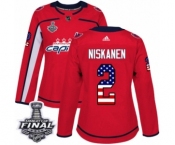 Women's Adidas Washington Capitals #2 Matt Niskanen Authentic Red USA Flag Fashion 2018 Stanley Cup Final NHL Jersey
