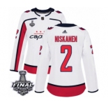 Women's Adidas Washington Capitals #2 Matt Niskanen Authentic White Away 2018 Stanley Cup Final NHL Jersey