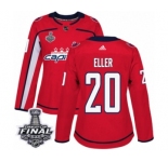 Women's Adidas Washington Capitals #20 Lars Eller Authentic Red Home 2018 Stanley Cup Final NHL Jersey
