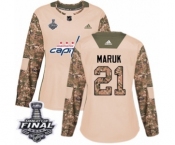 Women's Adidas Washington Capitals #21 Dennis Maruk Authentic Camo Veterans Day Practice 2018 Stanley Cup Final NHL Jersey
