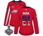 Women's Adidas Washington Capitals #21 Dennis Maruk Authentic Red USA Flag Fashion 2018 Stanley Cup Final NHL Jersey