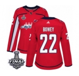 Women's Adidas Washington Capitals #22 Madison Bowey Authentic Red Home 2018 Stanley Cup Final NHL Jersey