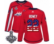 Women's Adidas Washington Capitals #22 Madison Bowey Authentic Red USA Flag Fashion 2018 Stanley Cup Final NHL Jersey