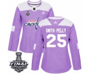 Women's Adidas Washington Capitals #25 Devante Smith-Pelly Authentic Purple Fights Cancer Practice 2018 Stanley Cup Final NHL Jersey