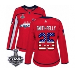 Women's Adidas Washington Capitals #25 Devante Smith-Pelly Authentic Red USA Flag Fashion 2018 Stanley Cup Final NHL Jersey