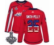 Women's Adidas Washington Capitals #25 Devante Smith-Pelly Authentic Red USA Flag Fashion 2018 Stanley Cup Final NHL Jersey